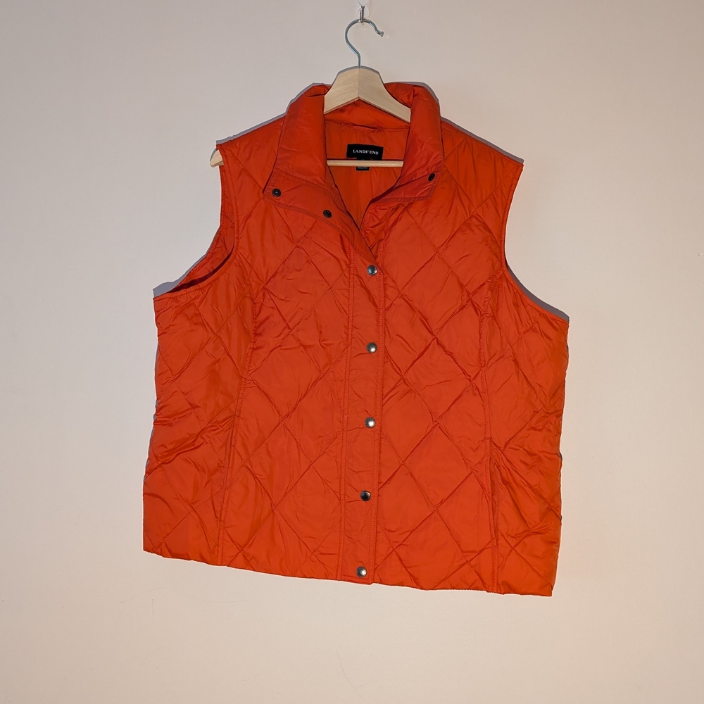 Lands' End Vibrant Orange Quilted Vest
